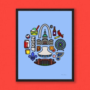 St. Louis Circle Art Print — STL Matte Poster — Featuring Saint Louis Icons