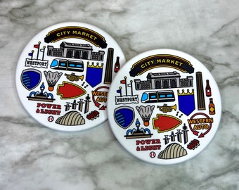 Kansas City Icons Coasters (Set of 2) – 3.5" Metal Coasters