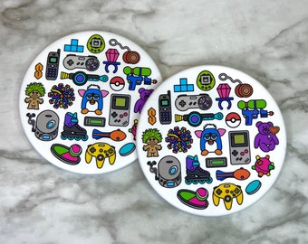 90's Coasters — 90s Nostalgia Circle Metal Coaster (Set of 2)