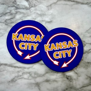 Kansas City Sign — 3.5" Metal Coasters (Set of 2)