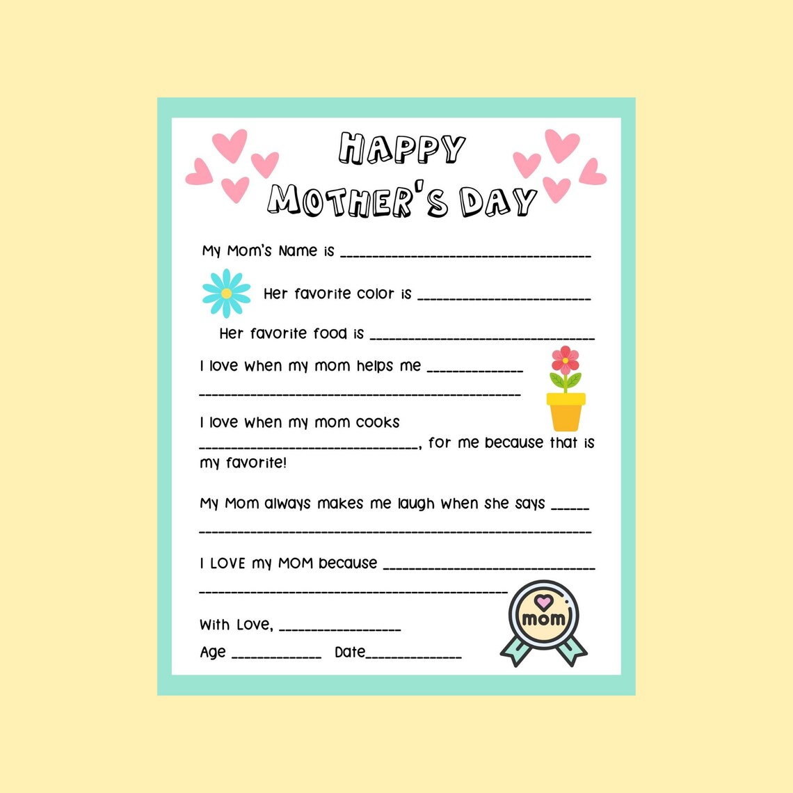 Mother's Day - All About Mom | Printable Mother's Day Activity From ...