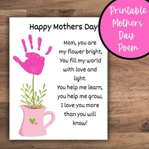 Mothers Day Printable Activity for Kids Hand Print Gift for Mom Handprint Activity For Kids Gift Idea for Mothers Day Keepsake Classroom