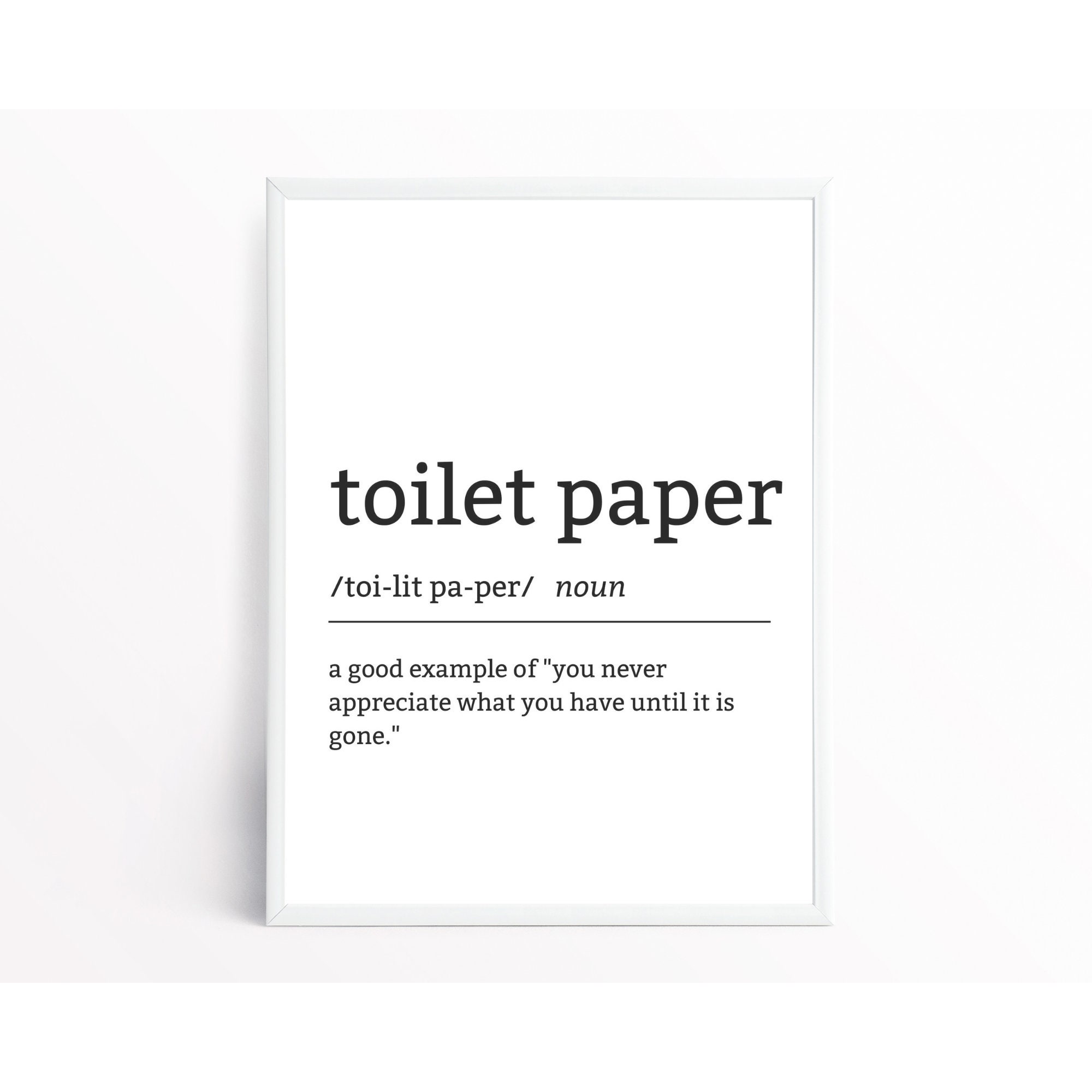 TOILET PAPER Definition Wall Art Home Decor Humor Funny Etsy