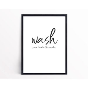 WASH | Bathroom Wall Art | Bathroom Humor | Funny Home Décor | Black and White Art | Printable Wall Art – Digital Download