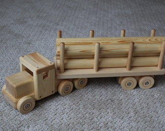 wooden log truck toy