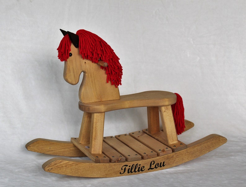 Traditional Toddler Wooden Rocking Horse Personalized Gift for Children image 3