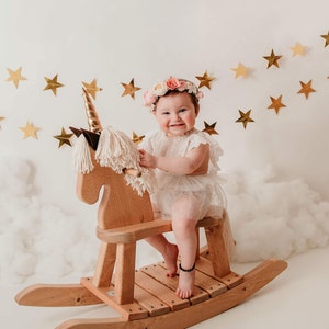 Traditional Toddler Wooden Rocking Horse Personalized Gift for Children image 8