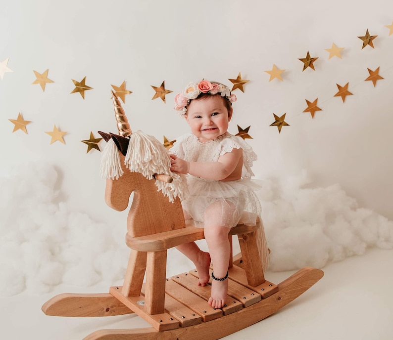 Traditional Toddler Wooden Rocking Horse Personalized Gift for Children image 8