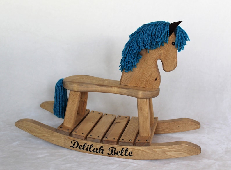 Traditional Toddler Wooden Rocking Horse Personalized Gift for Children image 4