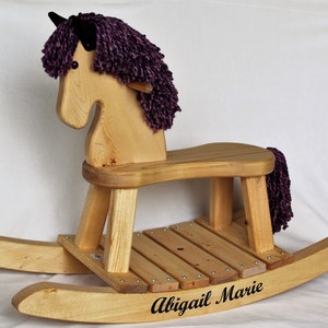 Traditional Toddler Wooden Rocking Horse Personalized Gift for Children image 1