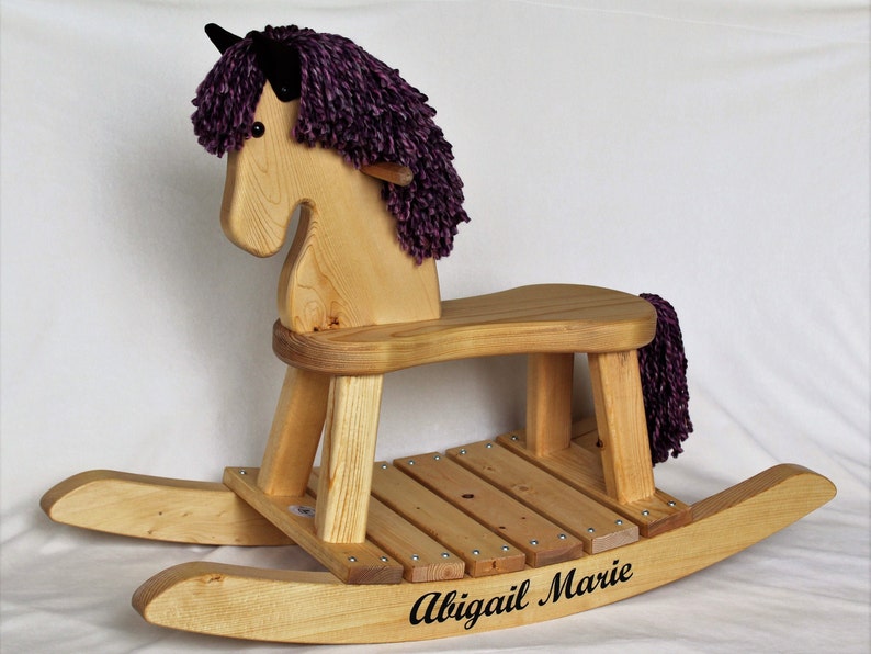 Traditional Toddler Wooden Rocking Horse Personalized Gift for Children image 1