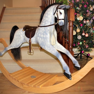 Traditional, Wooden, Hand Carved, Arabian Rocking Horse on Bow Rockers