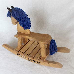 Traditional Toddler Wooden Rocking Horse Personalized Gift for Children image 7