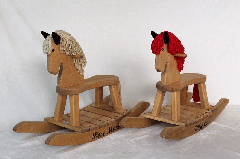 Traditional Toddler Wooden Rocking Horse Personalized Gift for Children image 9
