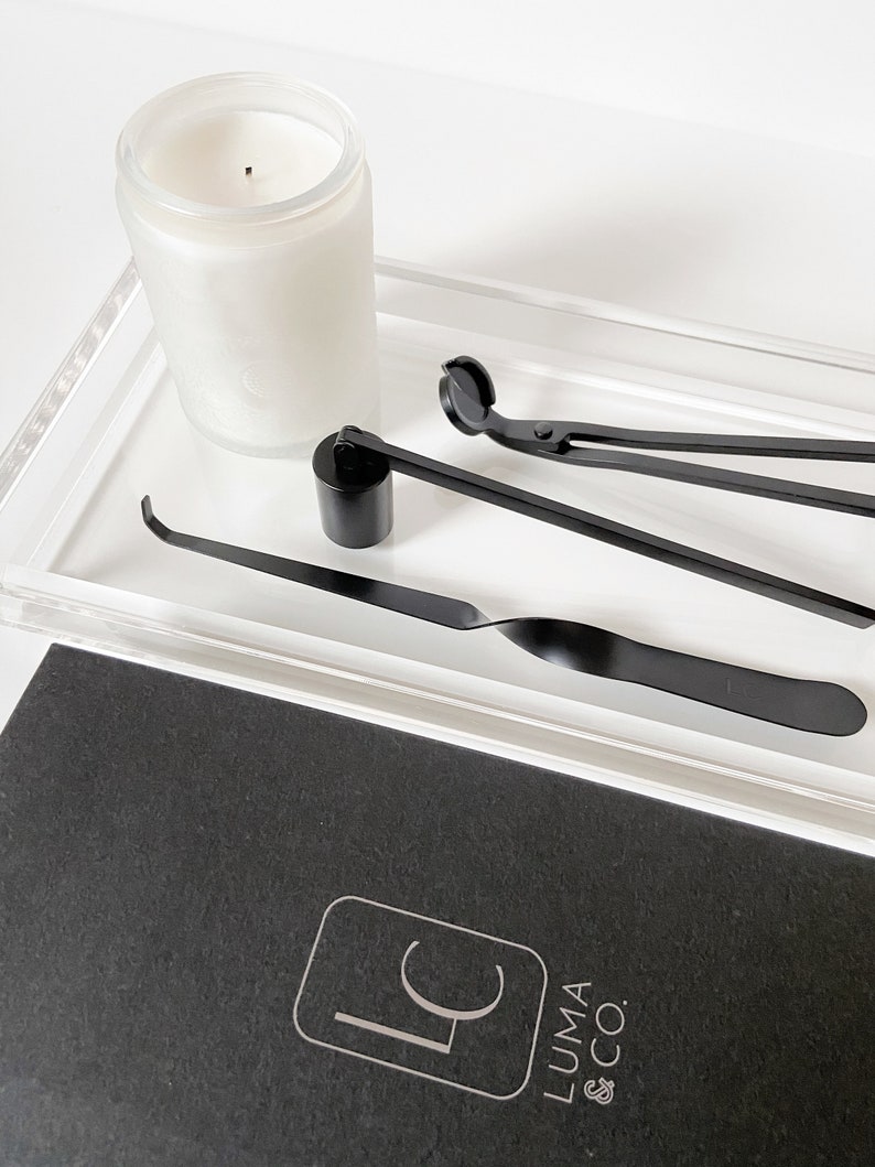 4 In 1 Candle Accessory Set - Candle Wick Trimmer, Candle Wick Dipper Snuffer Storage Tray Plate Care Tools Gift Lovers Cosmetics Metal Gold