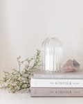 Hand Blown Glass Aston Candle Holder Photophore Candleholder Premium Borosilicate Top Opening Wood Base Modern Cloche Dome