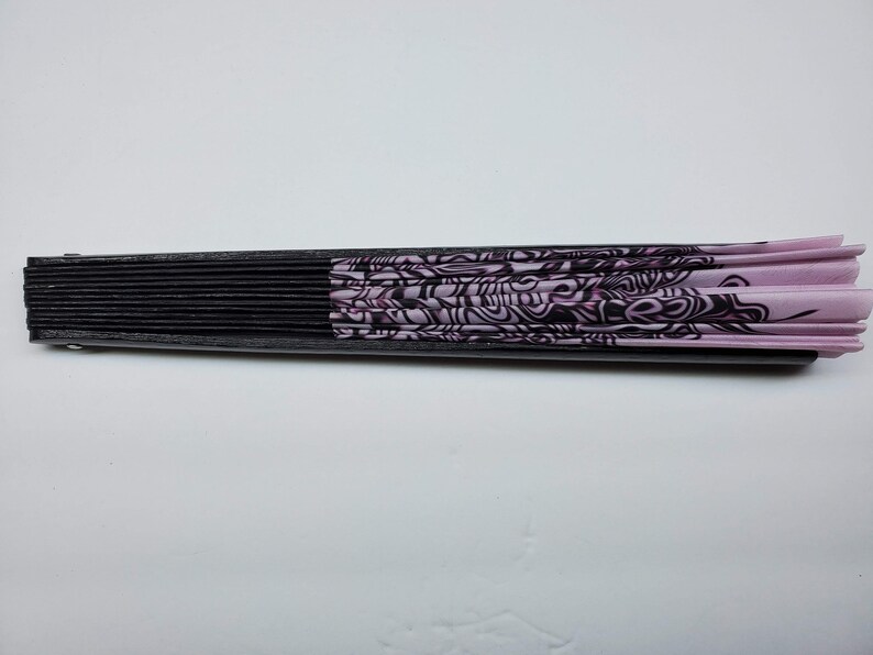 Pink Sacred Art and Dance Large Bamboo Hand Fan for Festivals Raves