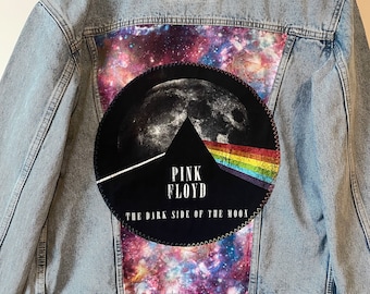 Custom Pink Floyd Denim Jacket – Dark Side of the Moon Artwear