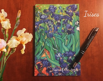 Diario de escritura Irises de Van Gogh: Cuaderno de arte floral, rayado, tamaño A5