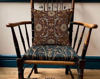 William Morris Floral Pillow Cover | Arts & Crafts Style Faux Suede