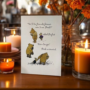 Tarjeta Winnie the Pooh, Tarjeta Friends Forever, Tarjeta BFF, Tarjeta Friends Forever, Tarjeta de felicitación Pooh, Tarjeta Pooh clásica, Tarjeta de aliento