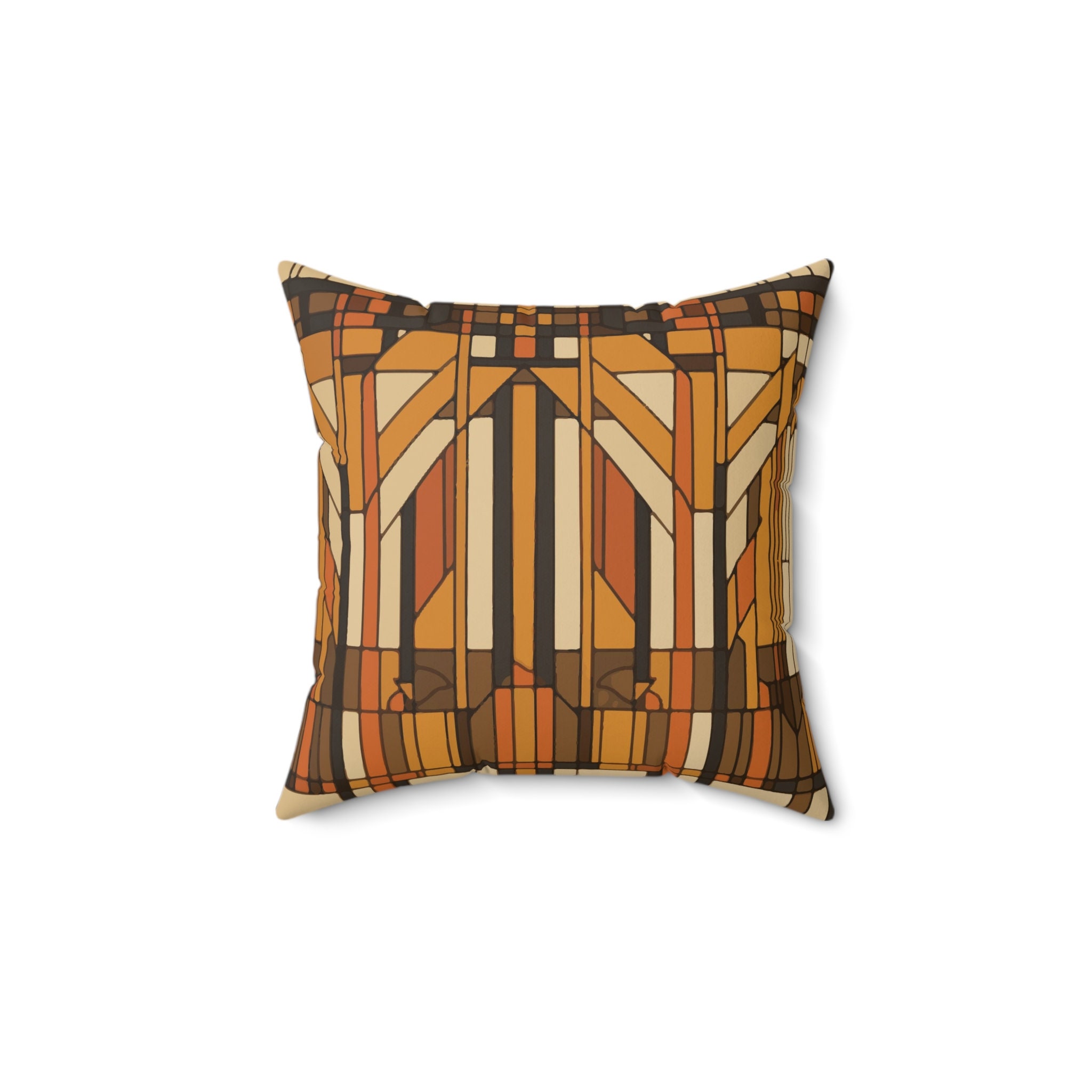 Craftsman Decor Abstract Pillow Franklin Lloyd Wright Style Abstracted Architecture Hand coloring Chevrons Etsy