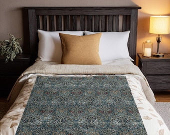 William Morris Blackthorn Blanket: Luxurious Crushed Velvet Throw