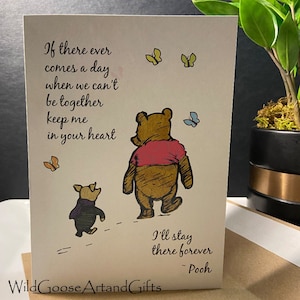 Goodbye Card, Classic Winnie the Pooh Card, Saying Goodbye, Friend, Condolence Card, Miss You Card, Sympathy Card, Pooh Bear Sympathy Card