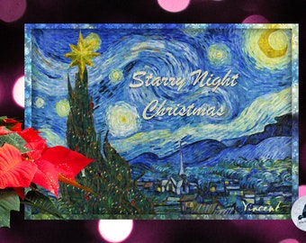 Sternenklare Nacht Weihnachtskarten: Vincent Van Gogh Feiertags-Grußkarten-Set