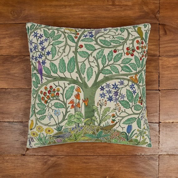 Garden of Eden Accent Pillow: CFA Voysey Arts & Crafts Tree of Life
