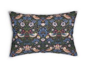 Strawberry Thief Pillow, William Morris, Arts and Crafts Movement, Bird Décor, Lumbar Pillow