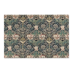 William Morris Rug, Honeysuckle Area Rug, Arts and Crafts Movement Decor, Craftsman Rug, Floral Rug, Turquoise Blue & Cream Rug, Green-Blue