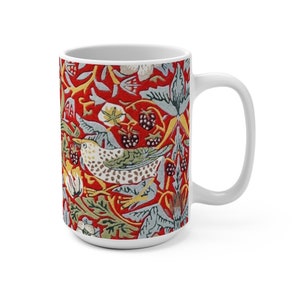 Strawberry Thief Mug, Crimson, Mug 15oz