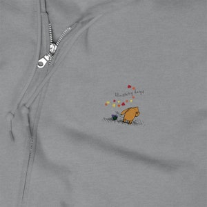 Classic Pooh Hoodie, Pooh and Piglet Hoodie, Blustery Days, Hundred Acre Woods, Unisex Zip Up Hoodie, Embroidered Design, Zipper Jacket