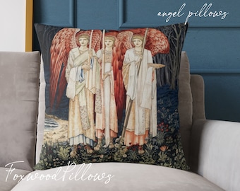 Kussen met engelmotief: Kerstengelkussen, kerststaldecoratie, Heilige Graal-kunst, katholiek cadeau, christelijke woondecoratie