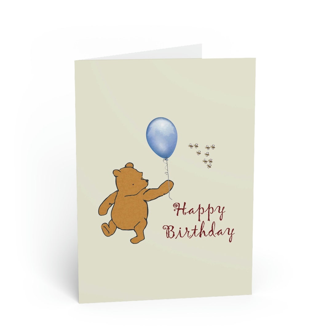 Pooh Birthday Card, Classic Winnie the Pooh, Birthday Card Funny