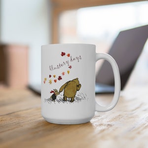 Winnie the Pooh Mug, Fall Mug, Classic Pooh, 2 Sizes, Gift Mug, Gift for Friend, Blustery Day, Mug, Winnie the Pooh Gift, Mug with Leaves