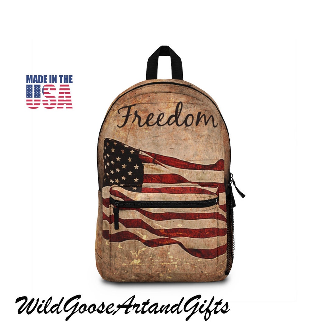 Freedom Flag Backpack, USA Backpack, Red White Blue, Patriotic Bag, Old Glory, Backpack College