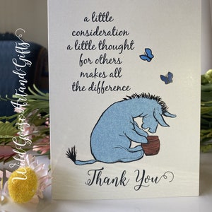 Bedankt lieve kaart, bedankt voor je lieve kaart, bedankt voor je hulp, bedankt voor babycadeaukaart, Eeyore Card, bedankt voor je attentheid