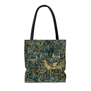 Woodland Tote Bag, Fox, Deer, Forest Tote, Aesthetic, Book Bag, Teacher Bag, Shopping Tote, Everyday Bag, Large Shoulder Bag, William Morris