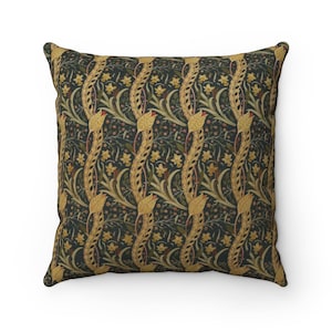 Floral Pillow, Arts Crafts Movement, Daffodils, William Morris, Dearle, Faux Suede, Square Pillow