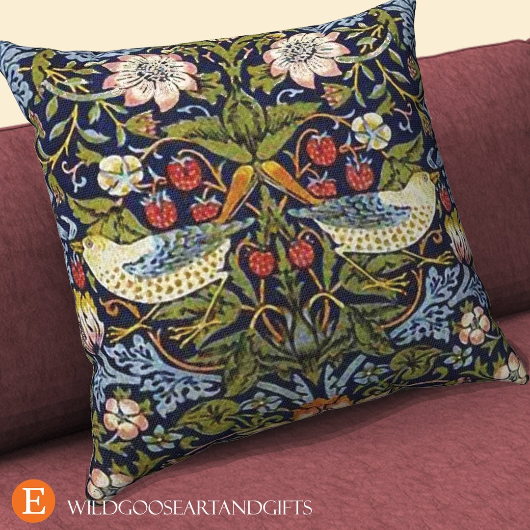 Buy William Morris Strawberry Thief Pillow: Arts Crafts Throw Cushion  Online in India - Main Image