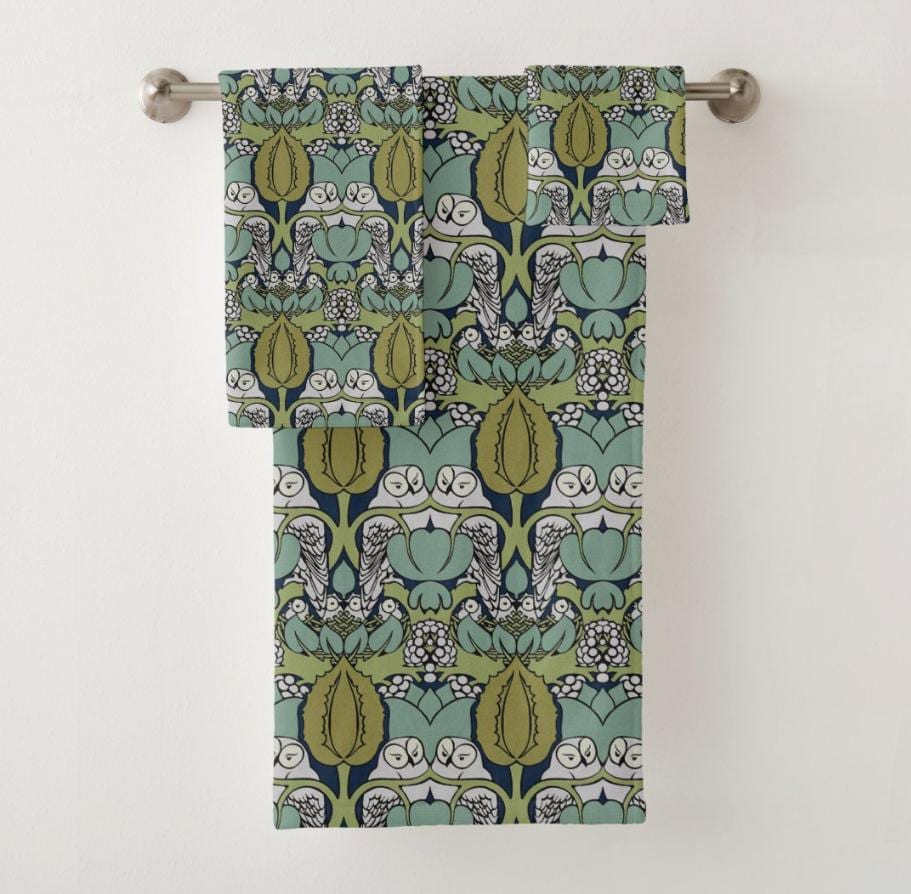 CFA Voysey Owl Shower Curtain: Scottish Arts & Crafts Bathroom Decor