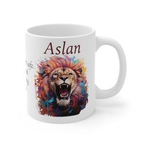 Caneca de Aslan, citação de Aslan, ele não é seguro, mas é bom, xícara de café de leão, citação de CS Lewis
