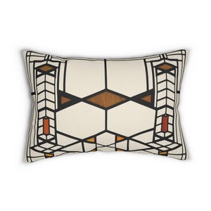 Frank Lloyd Wright Lumbar Pillow | Robie House | Prairie School Stained Glass | Craftsman Geometric Cushion | Mission Style Deco image 3