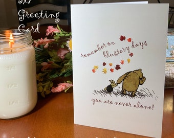 Carte d'encouragement Winnie l'ourson, voeux pour la fête des neiges