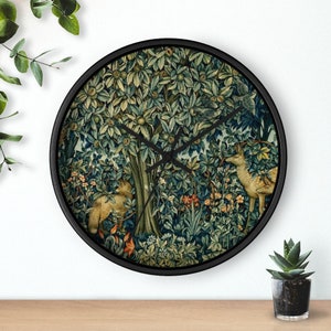 Forest Fox Wall Clock, Arts and Crafts Clock, William Morris, JH Dearle, Forest Decor, Wall Clock