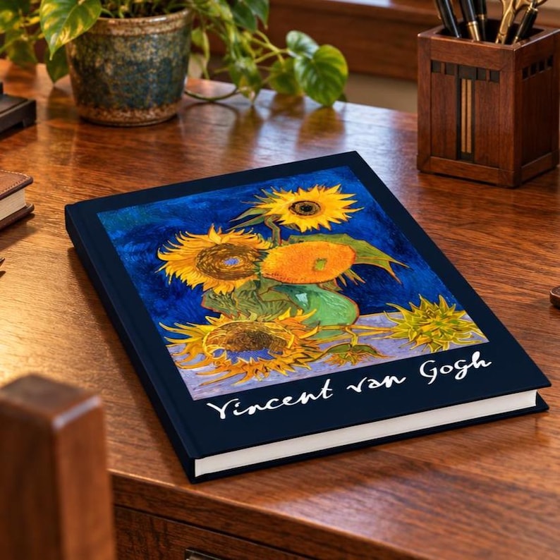 Vincent Van Gogh Sunflowers Journal | Ruled Line Notebook - Etsy
