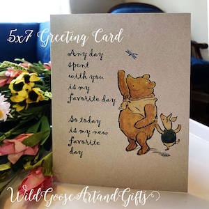 Classic Pooh Card, Winnie the Pooh, Card for Friend, Thank You Card ...