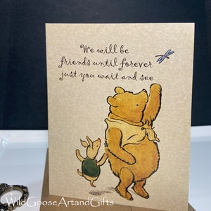Cartão de felicitações de amizade, cartão de amigo, presente do Ursinho Pooh, cartão Pooh clássico, provérbios do Ursinho Pooh, presente de amigo, cartão para amigo